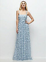 Front View Thumbnail - Silver Dove Shirred 3D Sequin Embroidery Floral Maxi Dress with Petal-Adorned Straps