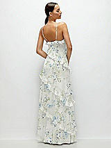 Rear View Thumbnail - Bleu Garden Asymmertical Ruffle Chiffon Bias Slip Maxi Dress