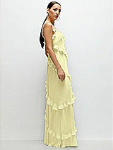 Side View Thumbnail - Butter Yellow Asymmetrical Ruffle Chiffon Bias Slip Maxi Dress