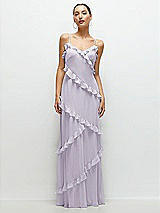 Front View Thumbnail - Moondance Asymmertical Ruffle Chiffon Bias Slip Maxi Dress