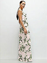 Side View Thumbnail - Palm Beach Print Asymmertical Ruffle Chiffon Bias Slip Maxi Dress