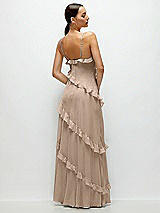 Rear View Thumbnail - Topaz Asymmertical Ruffle Chiffon Bias Slip Maxi Dress