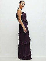 Side View Thumbnail - Aubergine Asymmertical Ruffle Chiffon Bias Slip Maxi Dress