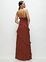 Rear View Thumbnail - Auburn Moon Asymmertical Ruffle Chiffon Bias Slip Maxi Dress