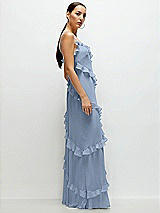 Side View Thumbnail - Cloudy Asymmertical Ruffle Chiffon Bias Slip Maxi Dress