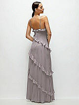 Rear View Thumbnail - Cashmere Gray Asymmertical Ruffle Chiffon Bias Slip Maxi Dress