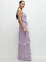 Side View Thumbnail - Lilac Haze Asymmertical Ruffle Chiffon Bias Slip Maxi Dress