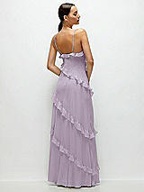 Rear View Thumbnail - Lilac Haze Asymmertical Ruffle Chiffon Bias Slip Maxi Dress