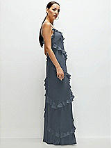 Side View Thumbnail - Silverstone Asymmertical Ruffle Chiffon Bias Slip Maxi Dress