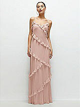 Front View Thumbnail - Toasted Sugar Asymmertical Ruffle Chiffon Bias Slip Maxi Dress