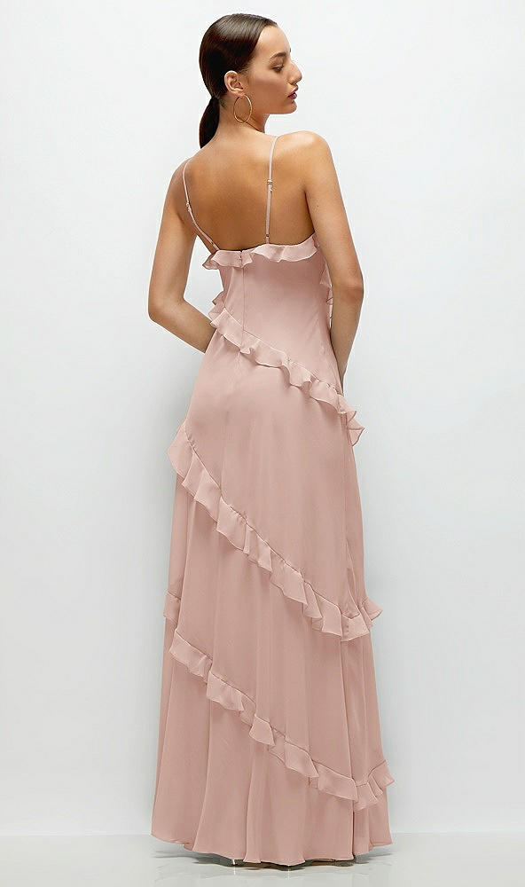 Back View - Toasted Sugar Asymmertical Ruffle Chiffon Bias Slip Maxi Dress