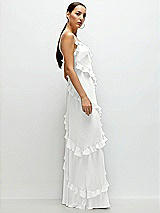 Side View Thumbnail - White Asymmertical Ruffle Chiffon Bias Slip Maxi Dress