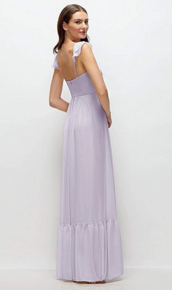 Back View - Moondance Ruffle Strap Chiffon Bustier Maxi Dress with Ruffle Hem A-Line Skirt