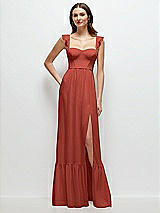 Front View Thumbnail - Amber Sunset Ruffle Strap Chiffon Bustier Maxi Dress with Ruffle Hem A-Line Skirt