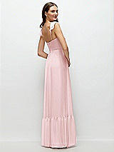 Rear View Thumbnail - Ballet Pink Ruffle Strap Chiffon Bustier Maxi Dress with Ruffle Hem A-Line Skirt