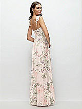 Rear View Thumbnail - Blush Garden Ruffle Strap Chiffon Bustier Maxi Dress with Ruffle Hem A-Line Skirt