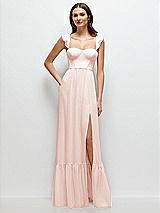 Front View Thumbnail - Blush Ruffle Strap Chiffon Bustier Maxi Dress with Ruffle Hem A-Line Skirt