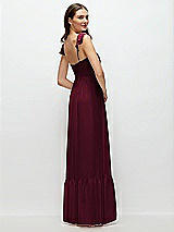 Rear View Thumbnail - Cabernet Ruffle Strap Chiffon Bustier Maxi Dress with Ruffle Hem A-Line Skirt