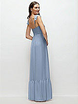 Rear View Thumbnail - Cloudy Ruffle Strap Chiffon Bustier Maxi Dress with Ruffle Hem A-Line Skirt