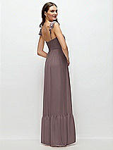 Rear View Thumbnail - French Truffle Ruffle Strap Chiffon Bustier Maxi Dress with Ruffle Hem A-Line Skirt