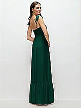 Rear View Thumbnail - Hunter Green Ruffle Strap Chiffon Bustier Maxi Dress with Ruffle Hem A-Line Skirt