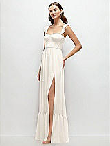 Side View Thumbnail - Ivory Ruffle Strap Chiffon Bustier Maxi Dress with Ruffle Hem A-Line Skirt