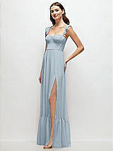 Side View Thumbnail - Mist Ruffle Strap Chiffon Bustier Maxi Dress with Ruffle Hem A-Line Skirt