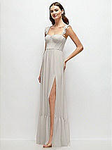 Side View Thumbnail - Oyster Ruffle Strap Chiffon Bustier Maxi Dress with Ruffle Hem A-Line Skirt