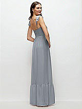 Rear View Thumbnail - Platinum Ruffle Strap Chiffon Bustier Maxi Dress with Ruffle Hem A-Line Skirt