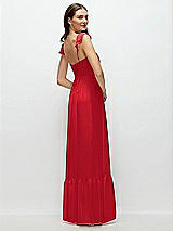 Rear View Thumbnail - Parisian Red Ruffle Strap Chiffon Bustier Maxi Dress with Ruffle Hem A-Line Skirt