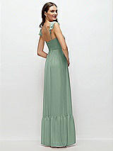 Rear View Thumbnail - Seagrass Ruffle Strap Chiffon Bustier Maxi Dress with Ruffle Hem A-Line Skirt