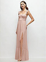 Side View Thumbnail - Toasted Sugar Ruffle Strap Chiffon Bustier Maxi Dress with Ruffle Hem A-Line Skirt