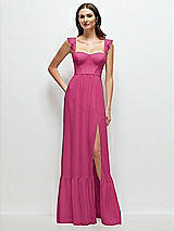 Front View Thumbnail - Tea Rose Ruffle Strap Chiffon Bustier Maxi Dress with Ruffle Hem A-Line Skirt