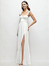 Side View Thumbnail - White Ruffle Strap Chiffon Bustier Maxi Dress with Ruffle Hem A-Line Skirt