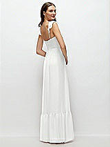 Rear View Thumbnail - White Ruffle Strap Chiffon Bustier Maxi Dress with Ruffle Hem A-Line Skirt