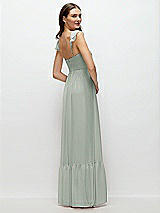 Rear View Thumbnail - Willow Green Ruffle Strap Chiffon Bustier Maxi Dress with Ruffle Hem A-Line Skirt