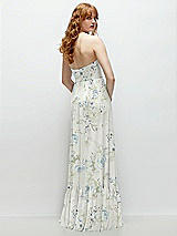 Rear View Thumbnail - Bleu Garden Strapless Cat-Eye Corset Maxi Dress with Ruffle Hem A-Line Skirt