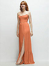 Side View Thumbnail - Sweet Melon Strapless Cat-Eye Corset Maxi Dress with Ruffle Hem A-Line Skirt