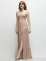 Side View Thumbnail - Topaz Strapless Cat-Eye Corset Maxi Dress with Ruffle Hem A-Line Skirt