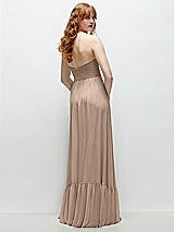 Rear View Thumbnail - Topaz Strapless Cat-Eye Corset Maxi Dress with Ruffle Hem A-Line Skirt