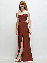 Side View Thumbnail - Auburn Moon Strapless Cat-Eye Corset Maxi Dress with Ruffle Hem A-Line Skirt