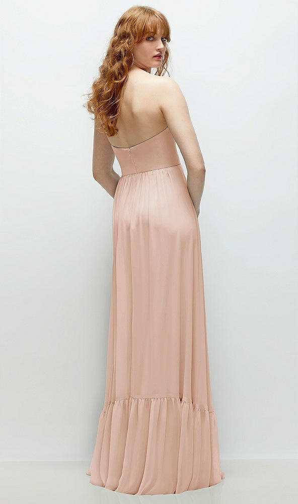 Back View - Cameo Strapless Cat-Eye Corset Maxi Dress with Ruffle Hem A-Line Skirt