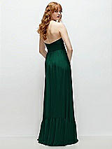 Rear View Thumbnail - Hunter Green Strapless Cat-Eye Corset Maxi Dress with Ruffle Hem A-Line Skirt