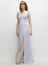 Side View Thumbnail - Silver Dove Strapless Cat-Eye Corset Maxi Dress with Ruffle Hem A-Line Skirt