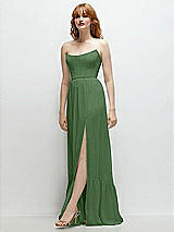 Side View Thumbnail - Vineyard Green Strapless Cat-Eye Corset Maxi Dress with Ruffle Hem A-Line Skirt