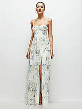 Front View Thumbnail - Bleu Garden Bustier-Style Chiffon Tiered Ruffle Maxi Dress with Adjustable Straps