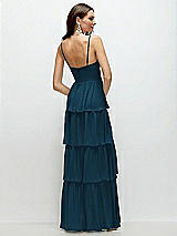 Rear View Thumbnail - Atlantic Blue Bustier-Style Chiffon Tiered Ruffle Maxi Dress with Adjustable Straps