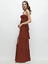 Side View Thumbnail - Auburn Moon Bustier-Style Chiffon Tiered Ruffle Maxi Dress with Adjustable Straps