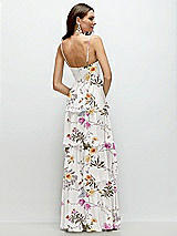 Rear View Thumbnail - Butterfly Botanica Ivory Bustier-Style Chiffon Tiered Ruffle Maxi Dress with Adjustable Straps