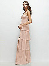 Side View Thumbnail - Cameo Bustier-Style Chiffon Tiered Ruffle Maxi Dress with Adjustable Straps